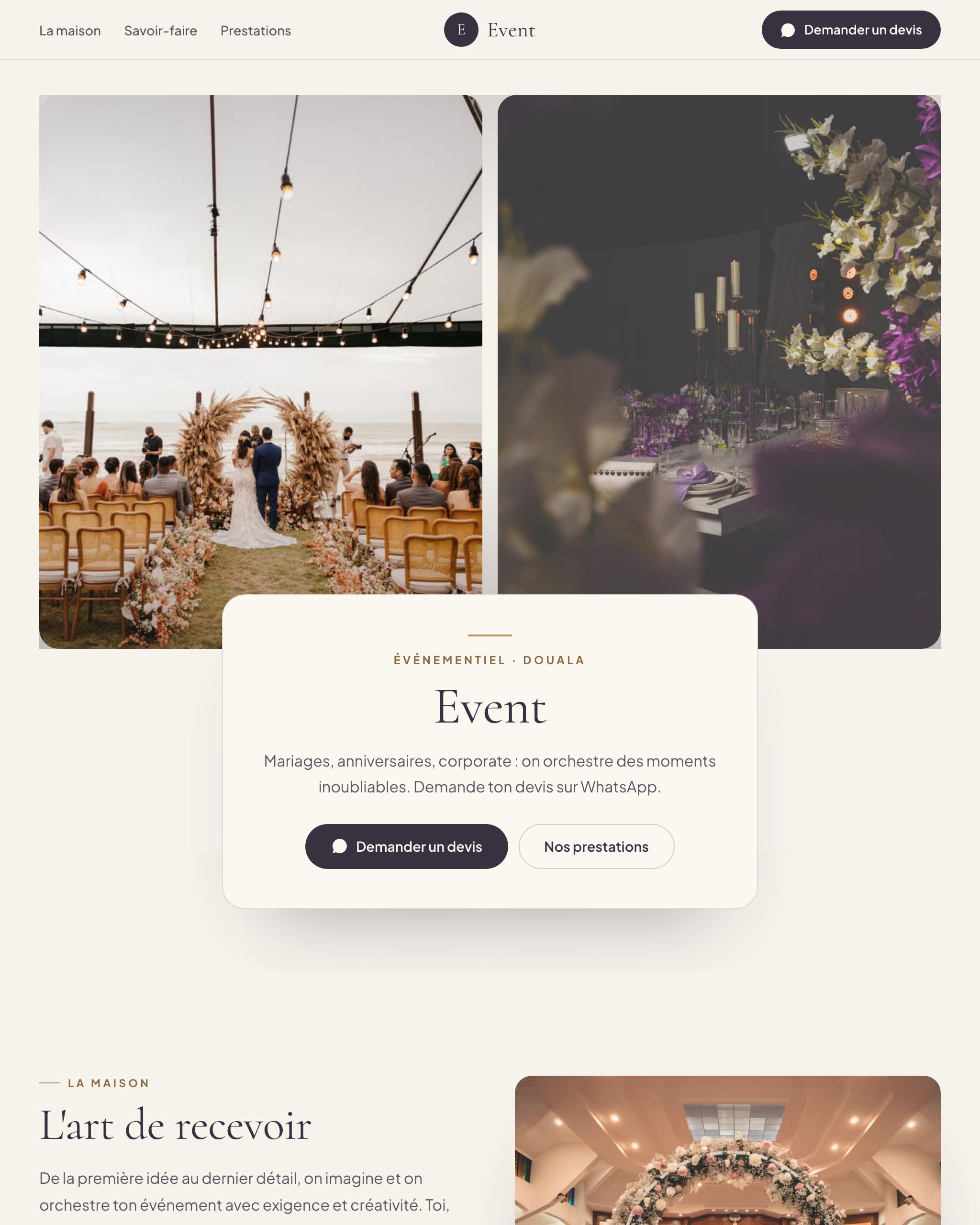 Aperçu du modèle Event