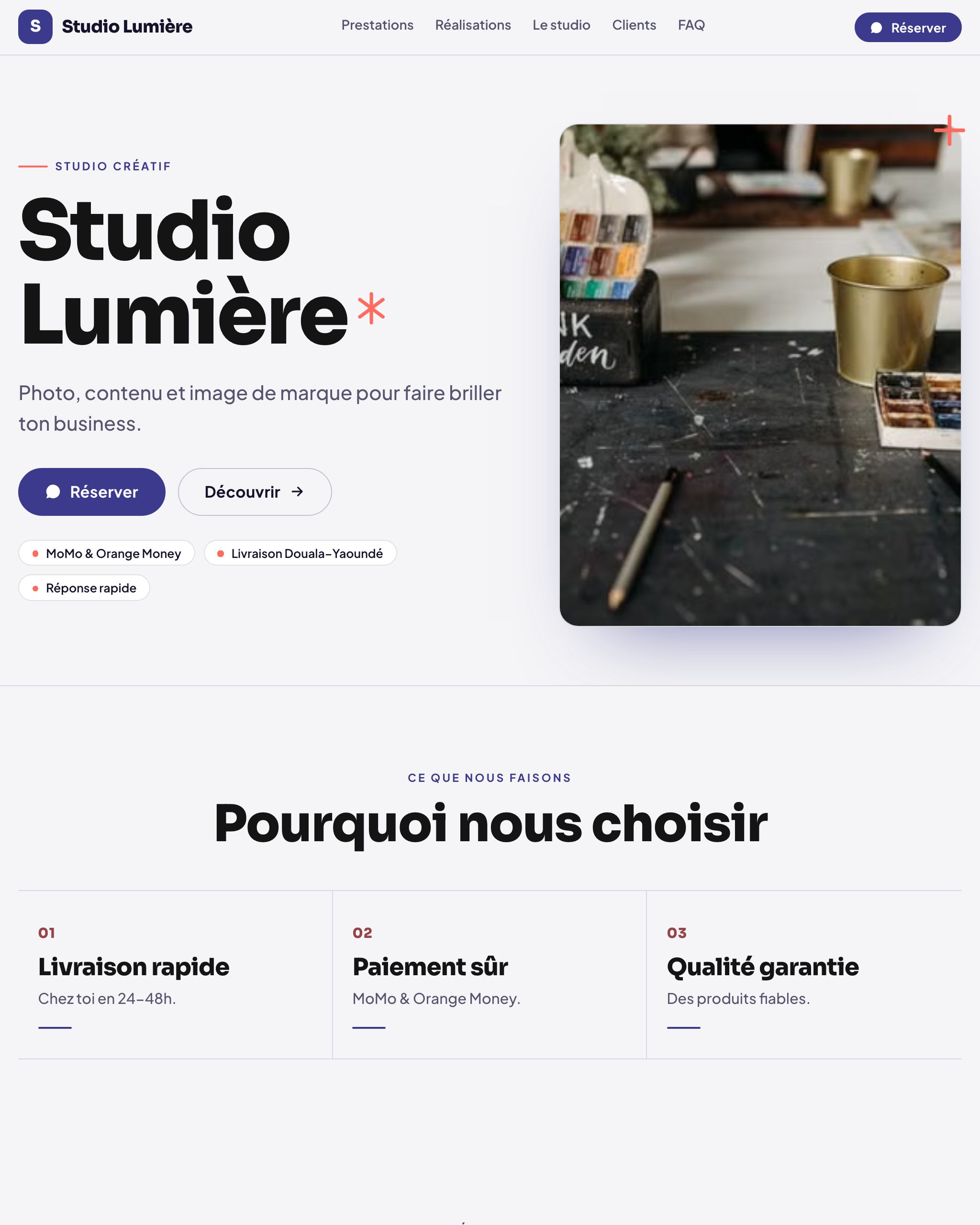 Aperçu du modèle Studio