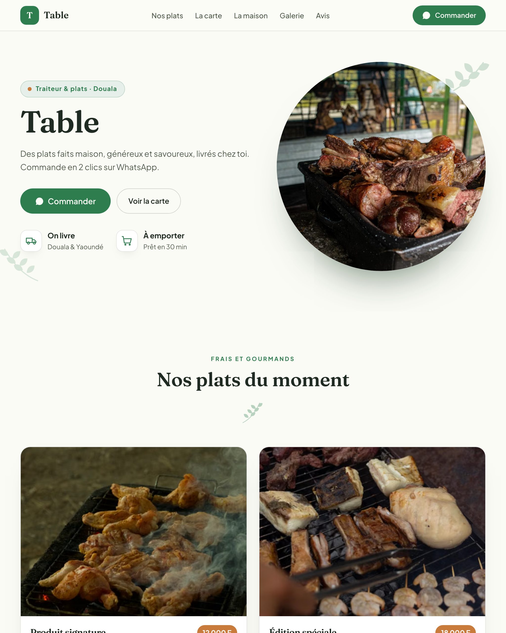 Aperçu du modèle Table